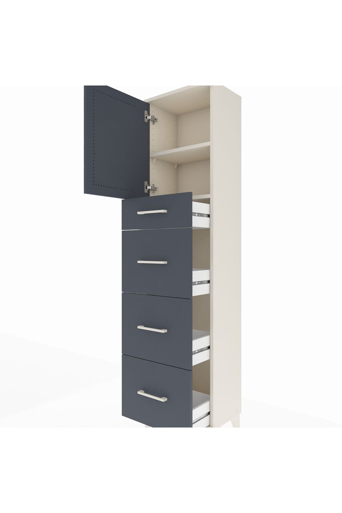 Arges Dolap 2 Raflı 4 Çekmeceli Tek Kapaklı 44x30x182 - S22M023V2A