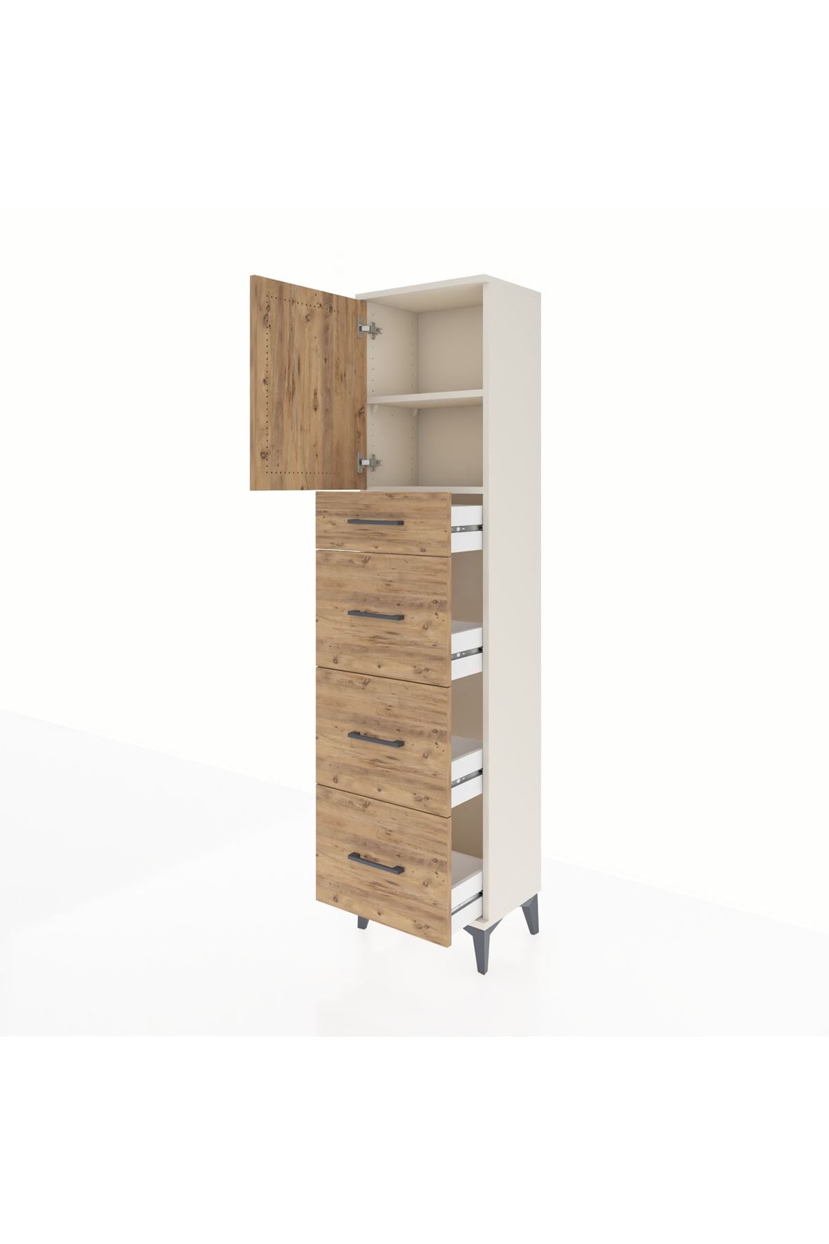 Arges Dolap 2 Raflı 4 Çekmeceli Tek Kapaklı 44x30x182 - S22M023V3A