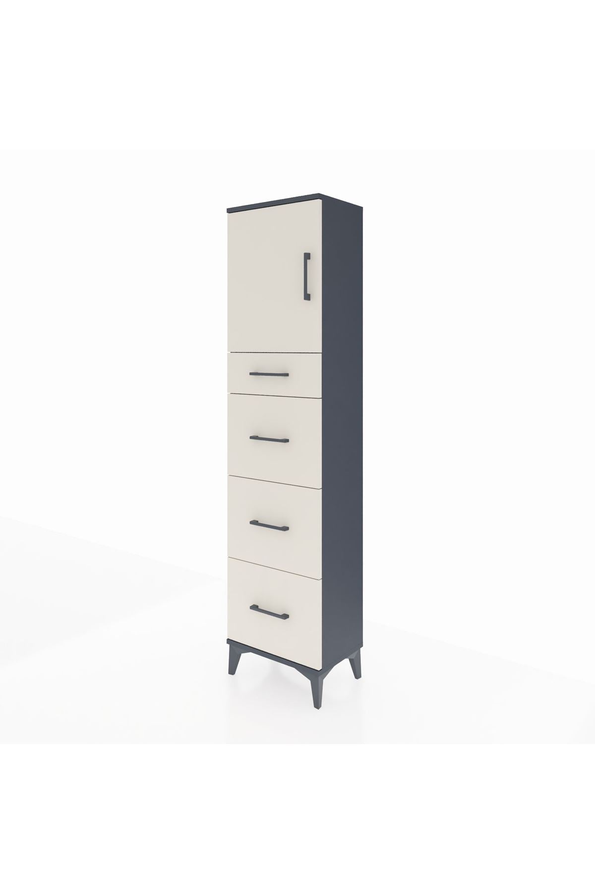 Arges Dolap 2 Raflı 4 Çekmeceli Tek Kapaklı 44x30x182 - S22M023V4A