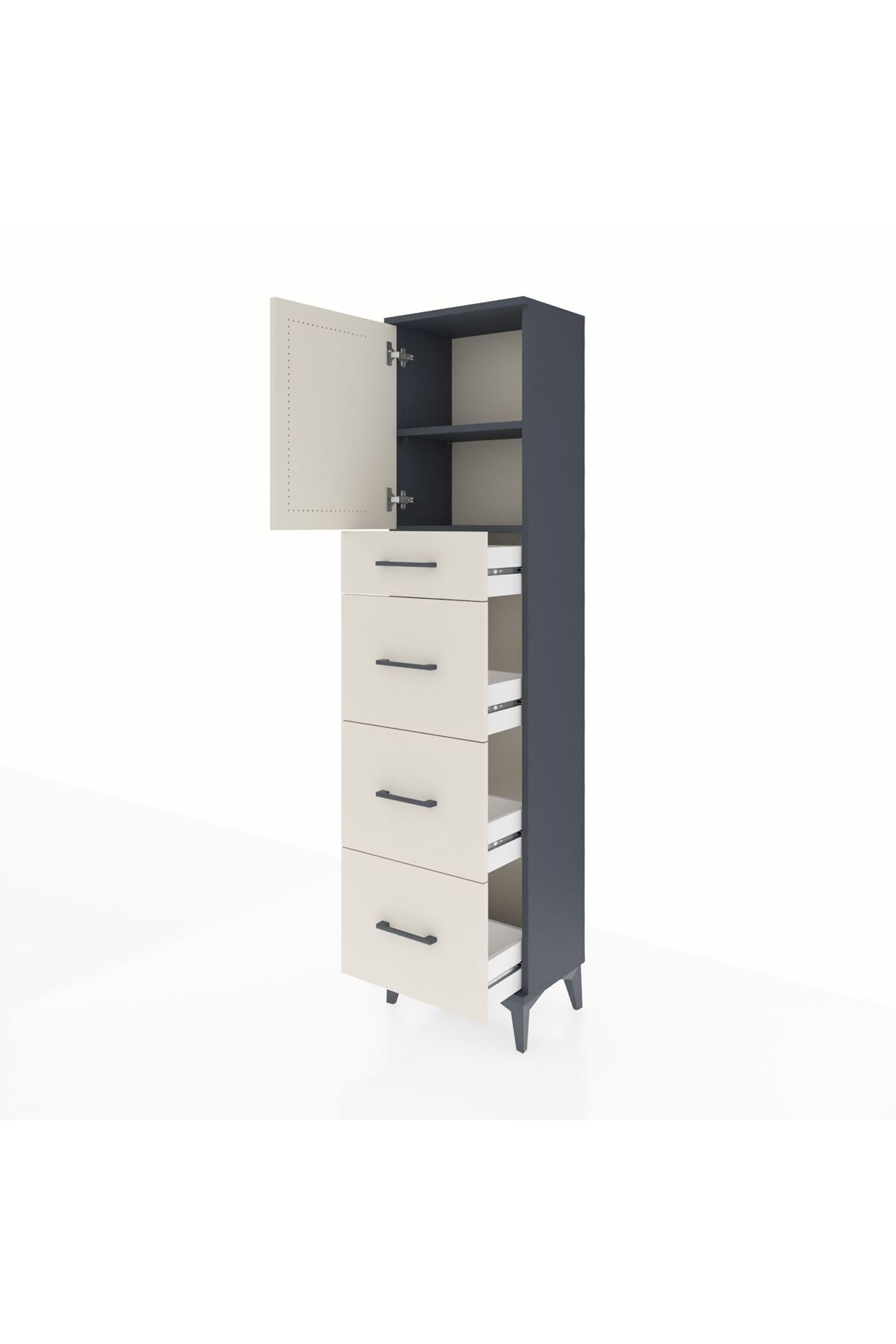 Arges Dolap 2 Raflı 4 Çekmeceli Tek Kapaklı 44x30x182 - S22M023V4A