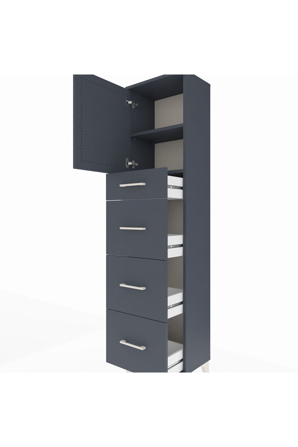 Arges Dolap 2 Raflı 4 Çekmeceli Tek Kapaklı 44x30x182 - S22M023V5A