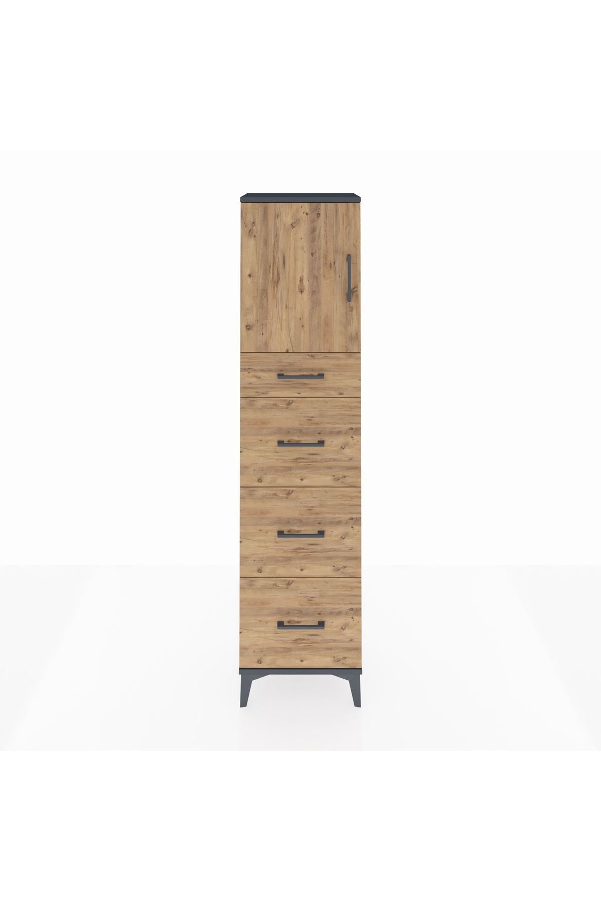 Arges Dolap 2 Raflı 4 Çekmeceli Tek Kapaklı 44x30x182 - S22M023V6A