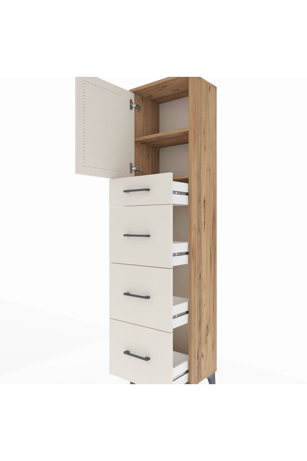 Arges Dolap 2 Raflı 4 Çekmeceli Tek Kapaklı 44x30x182 - S22M023V7A