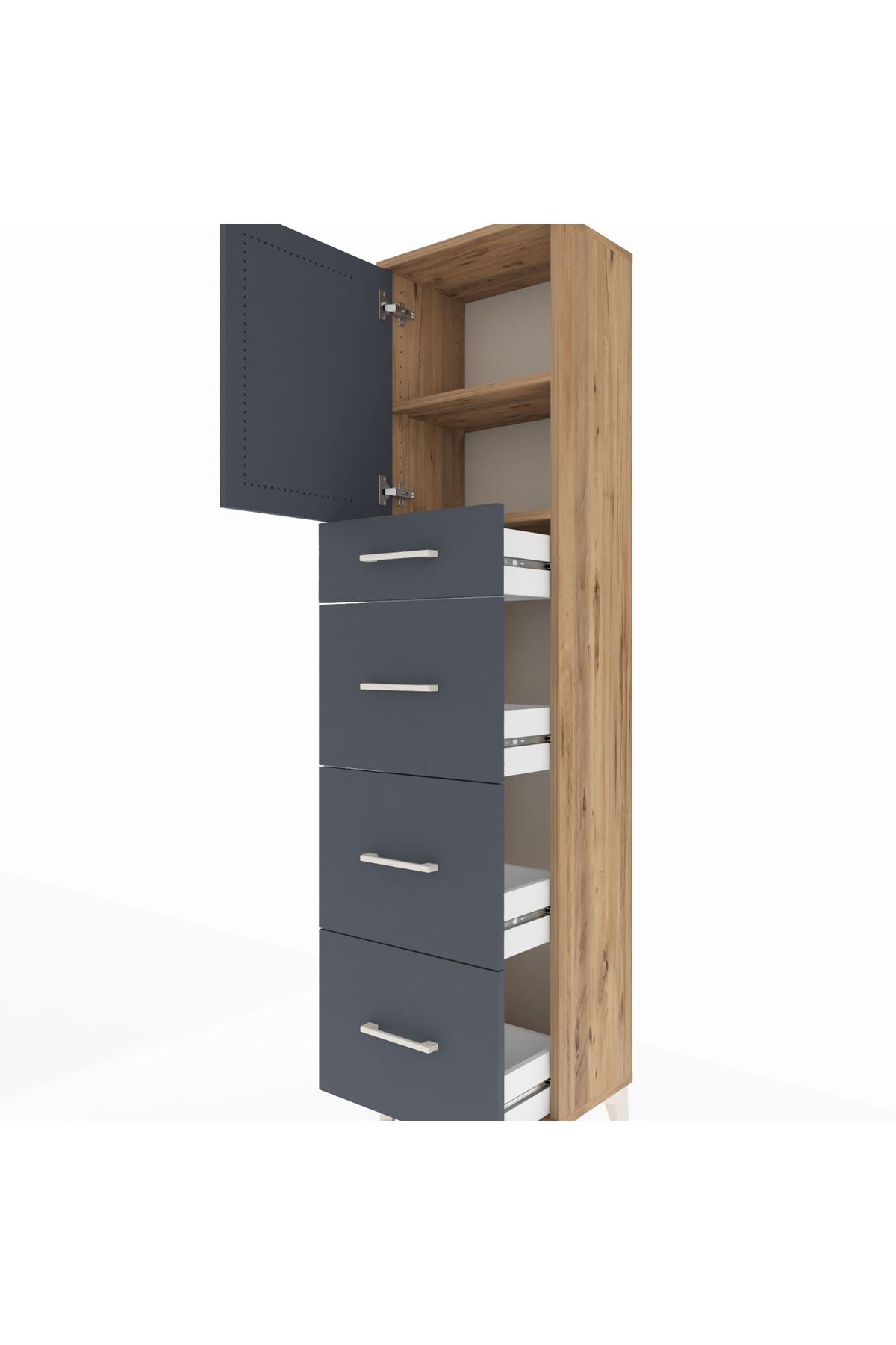 Arges Dolap 2 Raflı 4 Çekmeceli Tek Kapaklı 44x30x182 - S22M023V8A