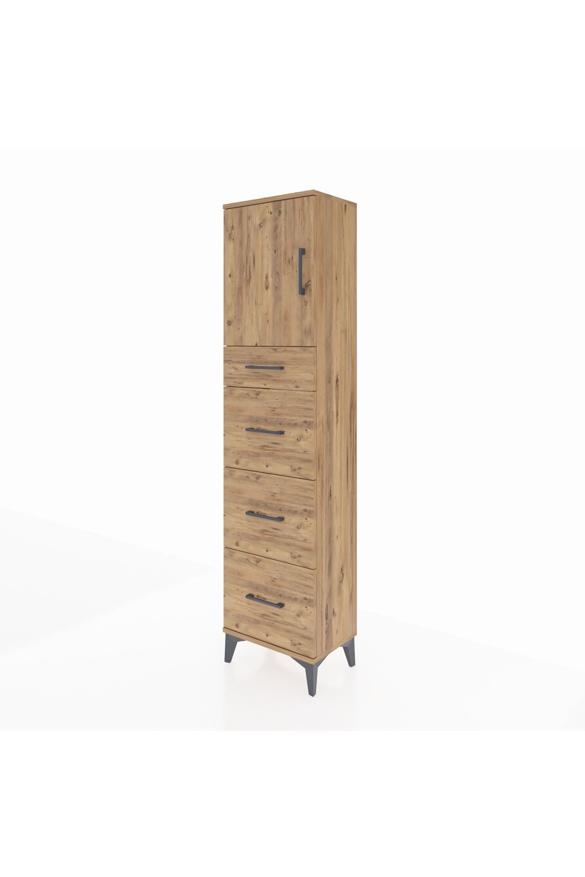 Arges Dolap 2 Raflı 4 Çekmeceli Tek Kapaklı 44x30x182 - S22M023V9A