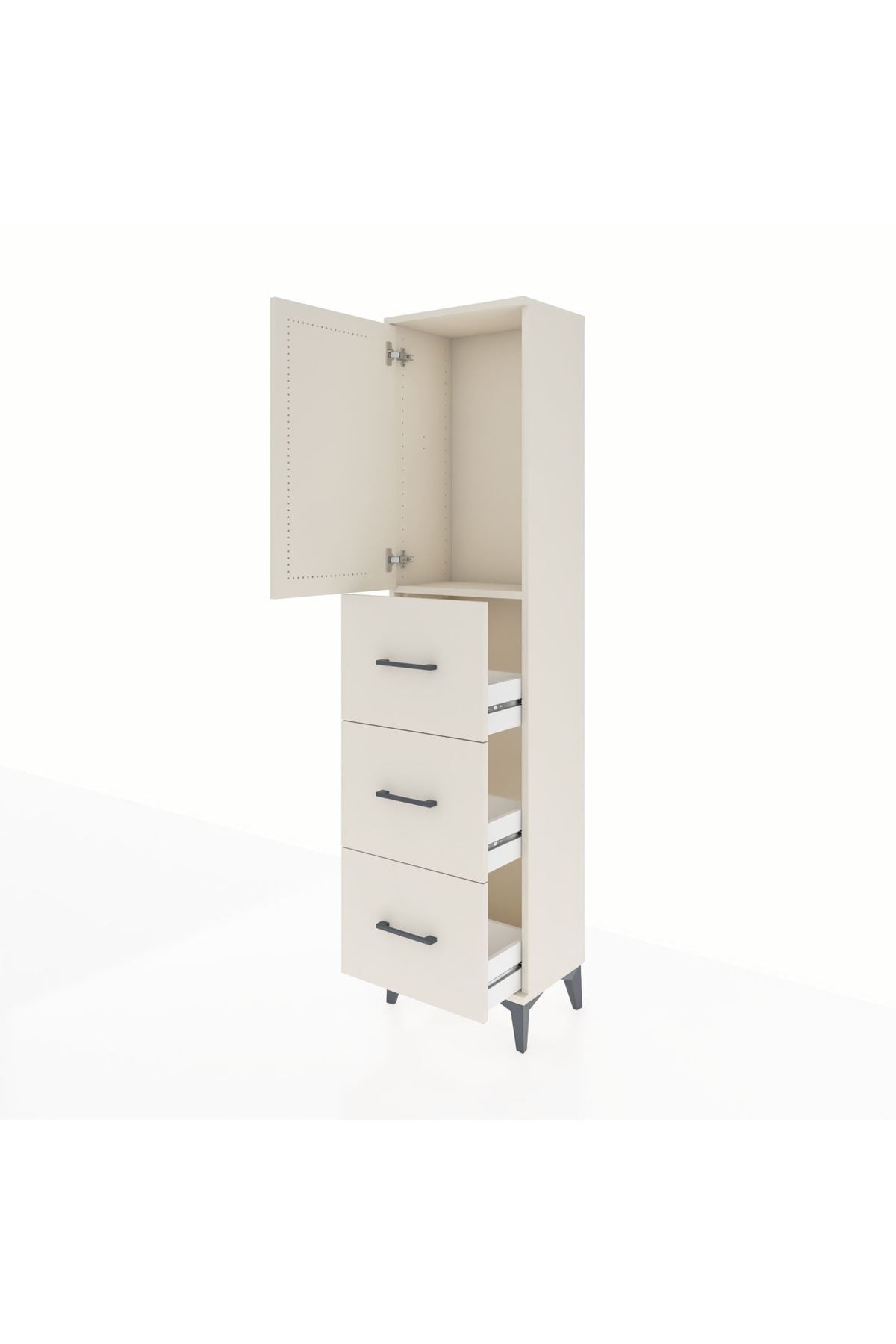 Arges Dolap Tek Raflı 3 Çekmeceli Tek Kapaklı 44x30x182 - S22M024V1A