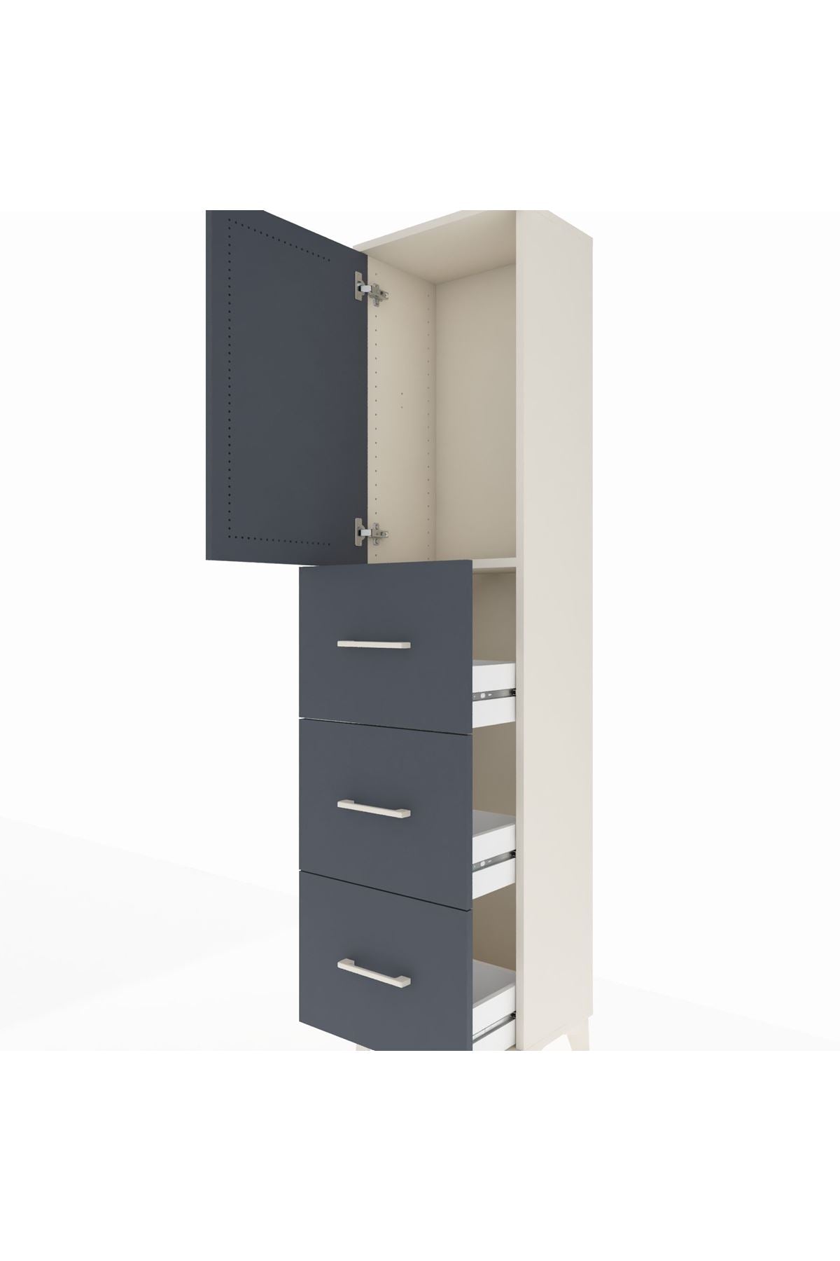 Arges Dolap Tek Raflı 3 Çekmeceli Tek Kapaklı 44x30x182 - S22M024V2A