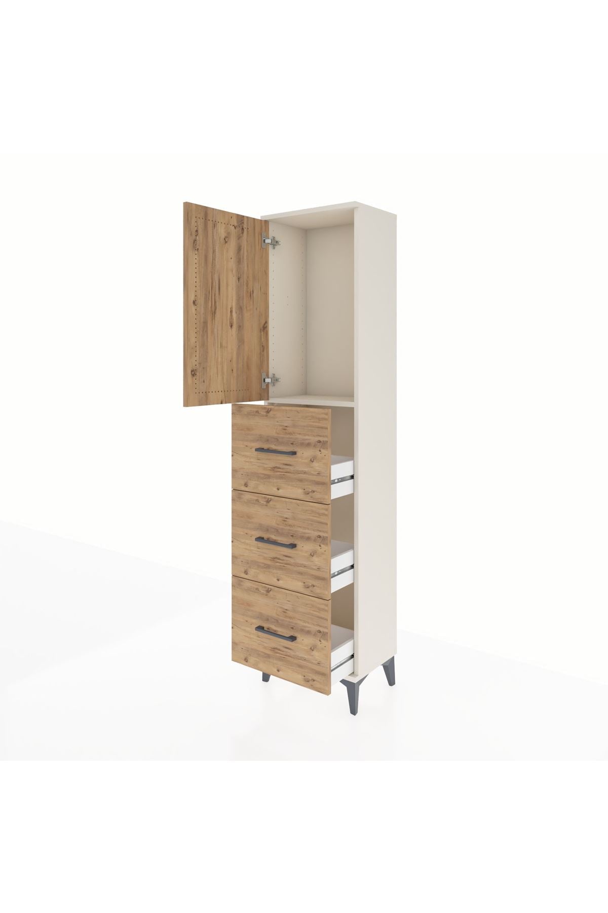 Arges Dolap Tek Raflı 3 Çekmeceli Tek Kapaklı 44x30x182 - S22M024V3A