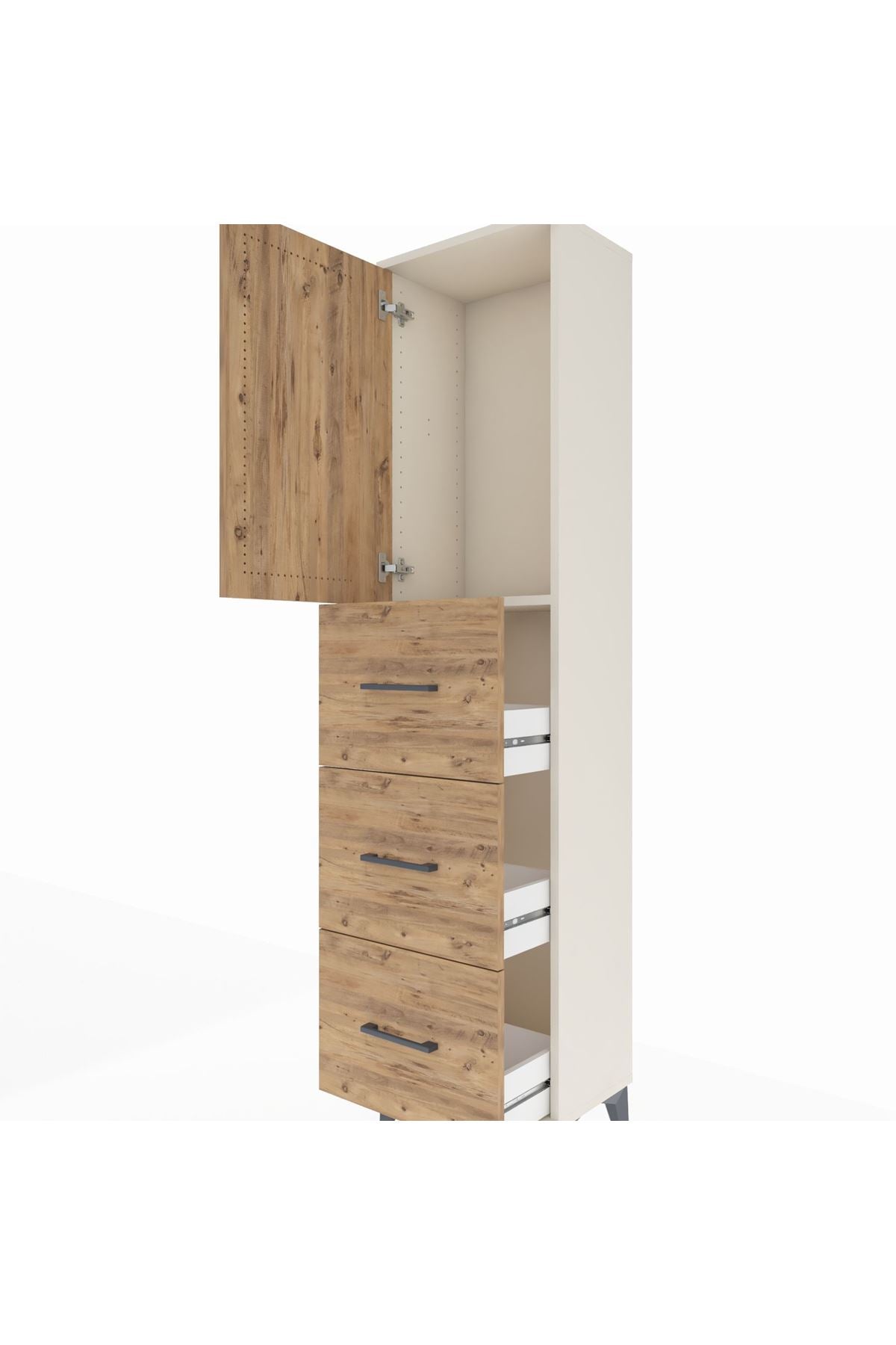 Arges Dolap Tek Raflı 3 Çekmeceli Tek Kapaklı 44x30x182 - S22M024V3A