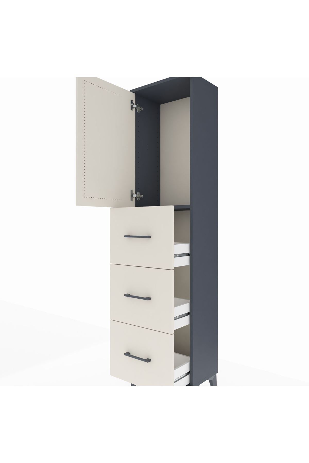 Arges Dolap Tek Raflı 3 Çekmeceli Tek Kapaklı 44x30x182 - S22M024V4A
