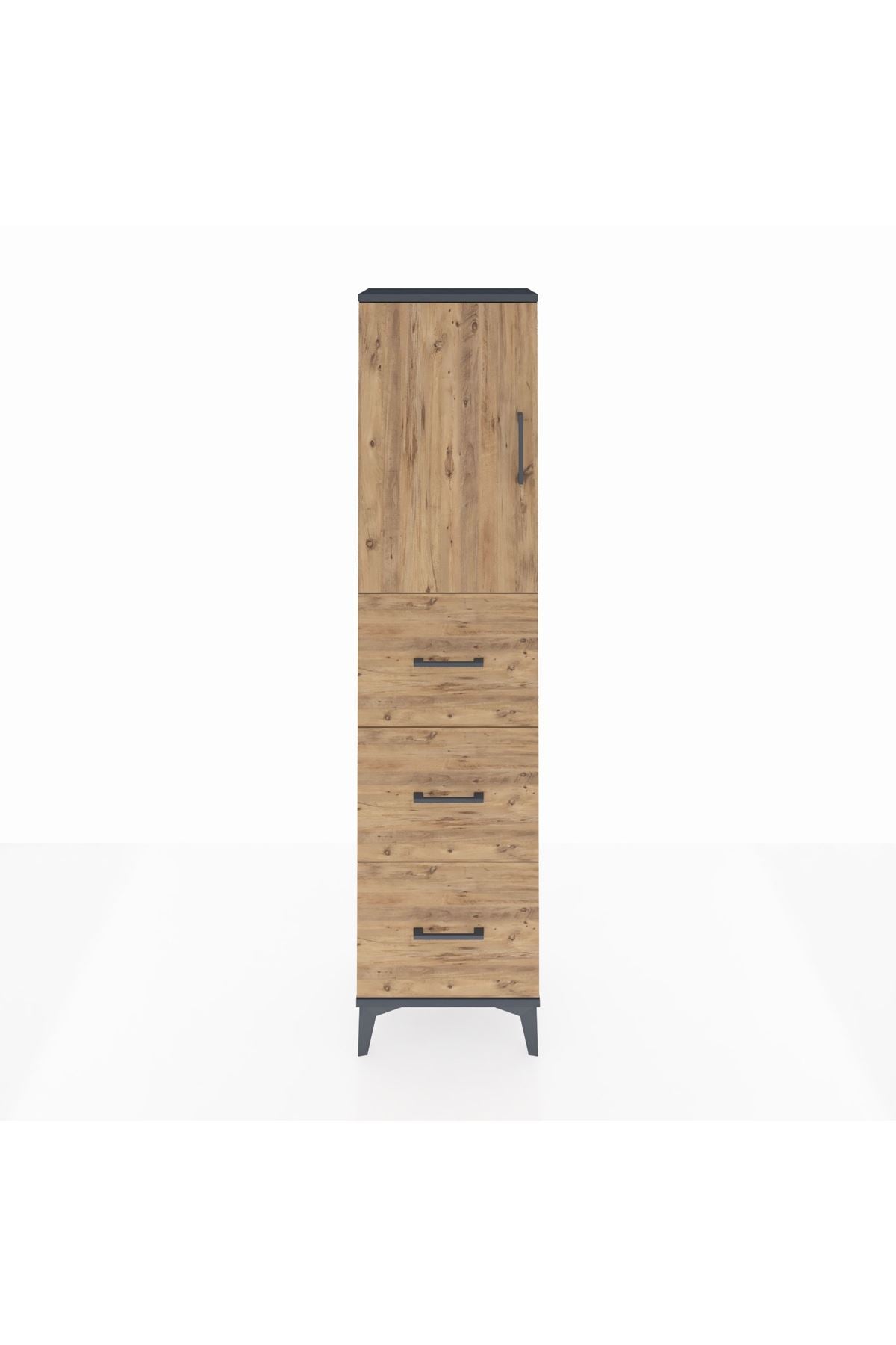 Arges Dolap Tek Raflı 3 Çekmeceli Tek Kapaklı 44x30x182 - S22M024V6A