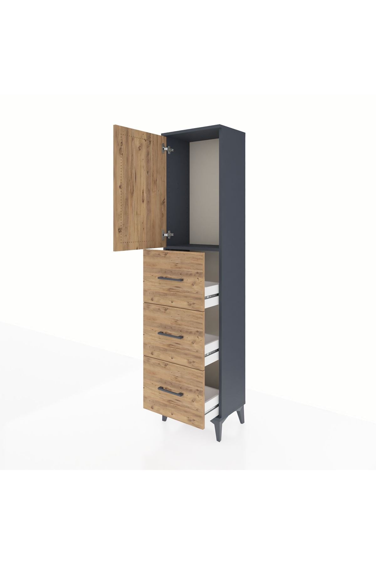 Arges Dolap Tek Raflı 3 Çekmeceli Tek Kapaklı 44x30x182 - S22M024V6A