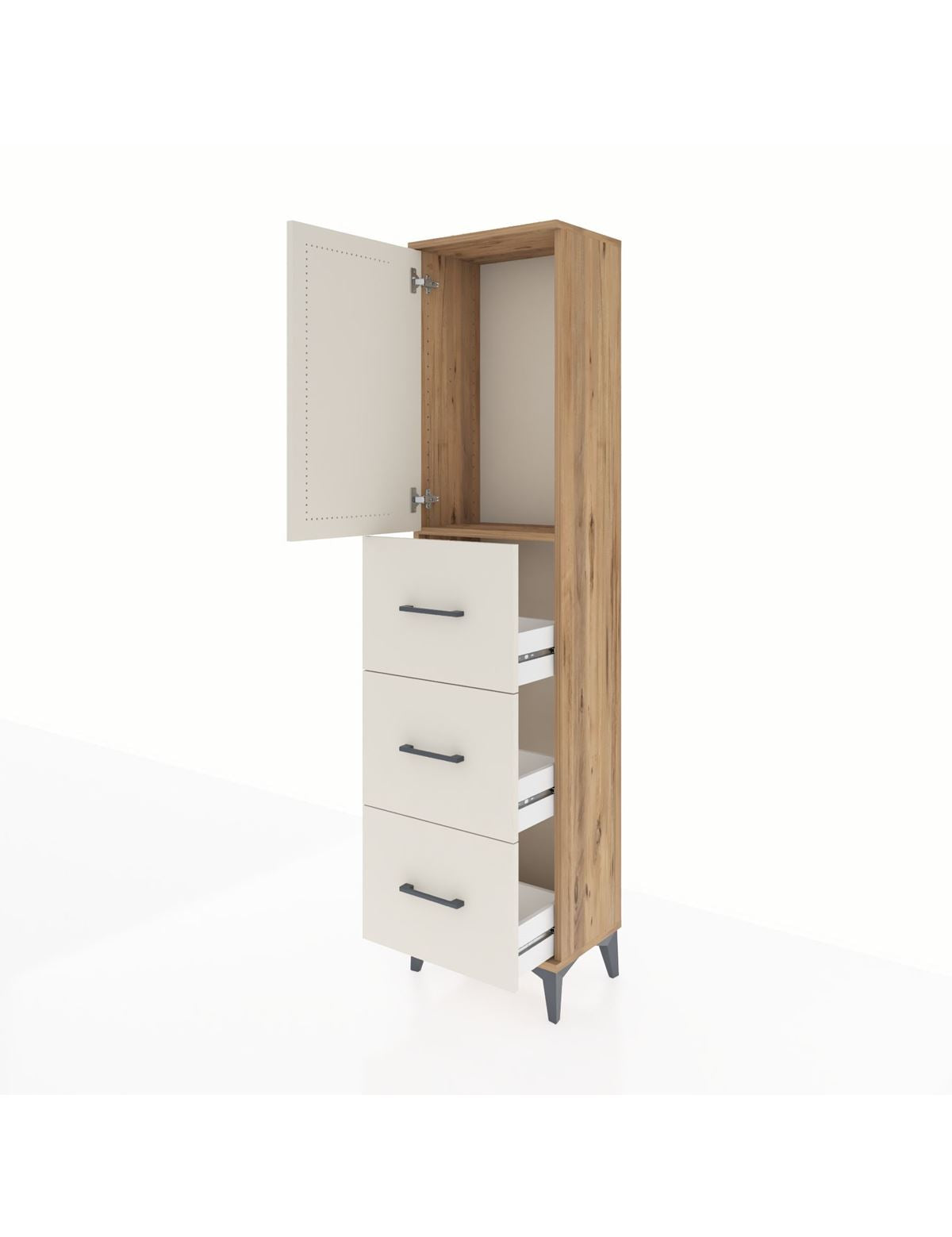 Arges Dolap Tek Raflı 3 Çekmeceli Tek Kapaklı 44x30x182 - S22M024V7A
