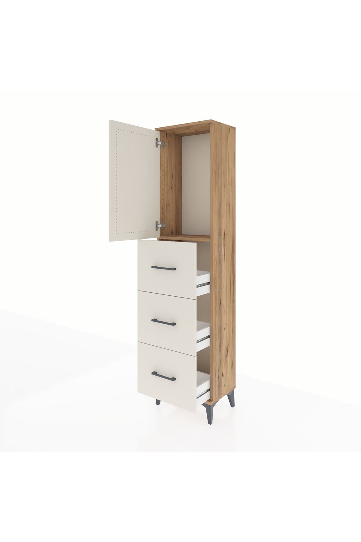 Arges Dolap Tek Raflı 3 Çekmeceli Tek Kapaklı 44x30x182 - S22M024V7A