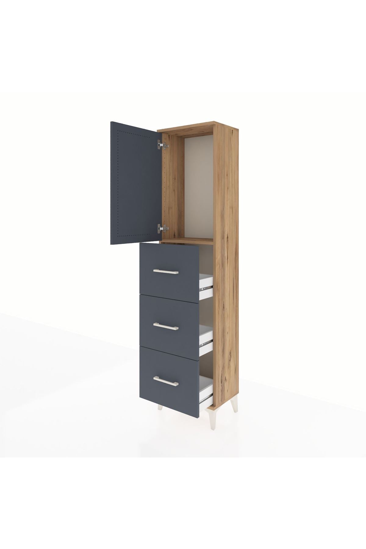 Arges Dolap Tek Raflı 3 Çekmeceli Tek Kapaklı 44x30x182 - S22M024V8A