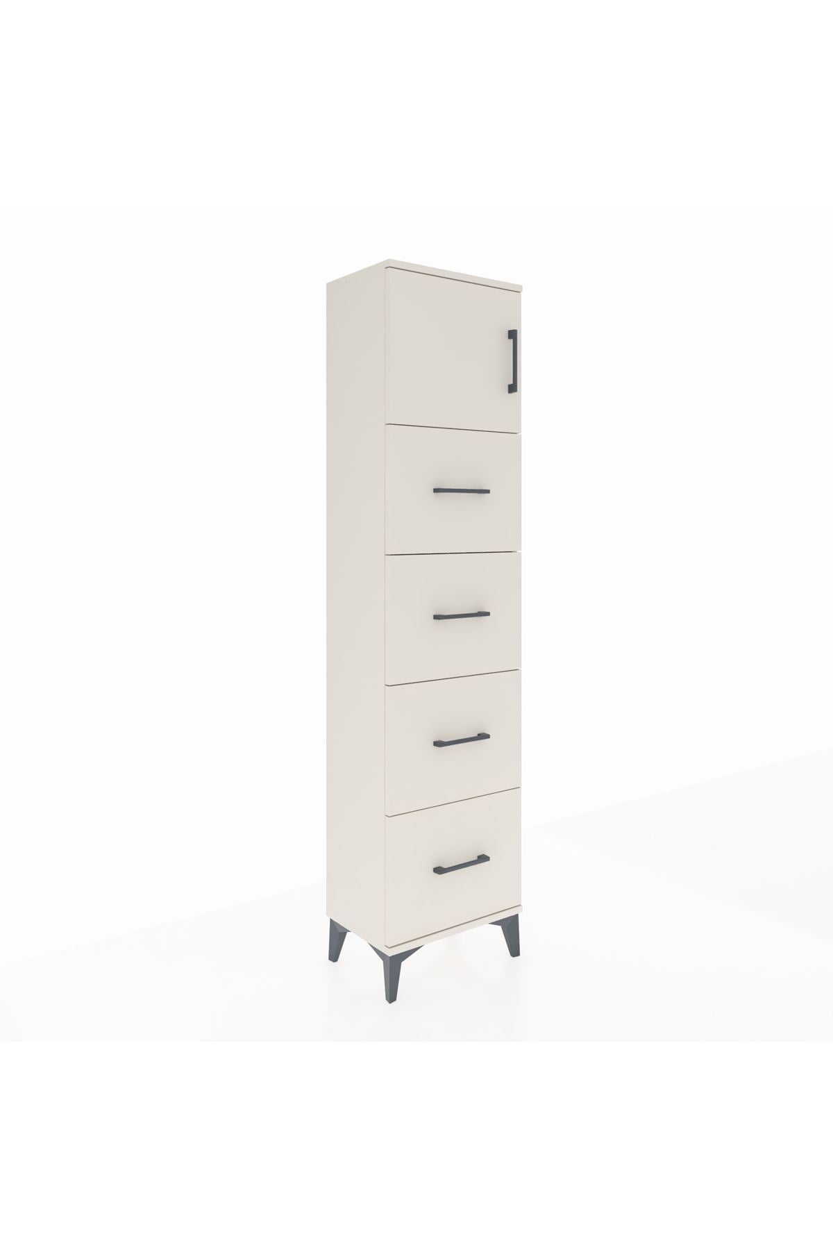 Arges Dolap Tek Raflı 4 Çekmeceli Tek Kapaklı 44x30x182 - S22M025V1A