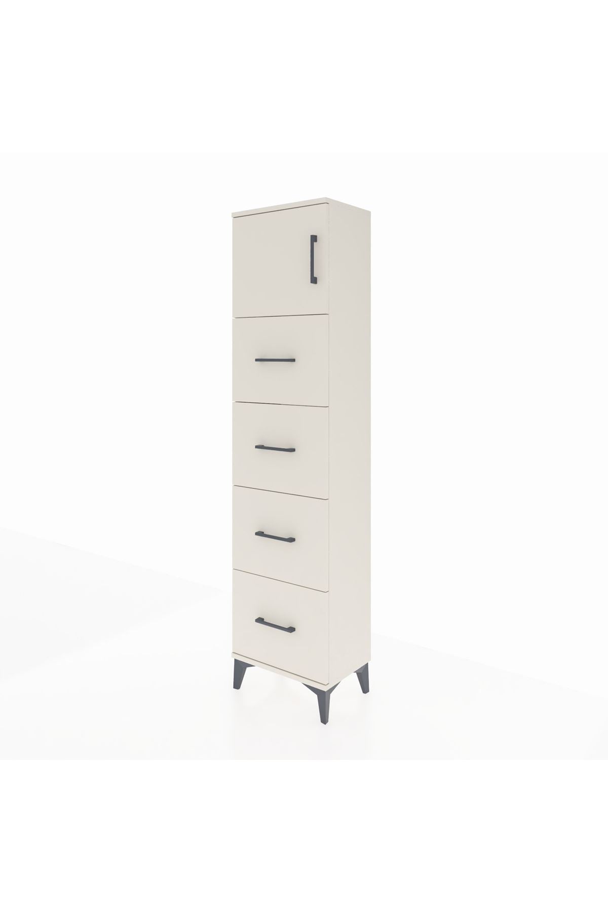 Arges Dolap Tek Raflı 4 Çekmeceli Tek Kapaklı 44x30x182 - S22M025V1A