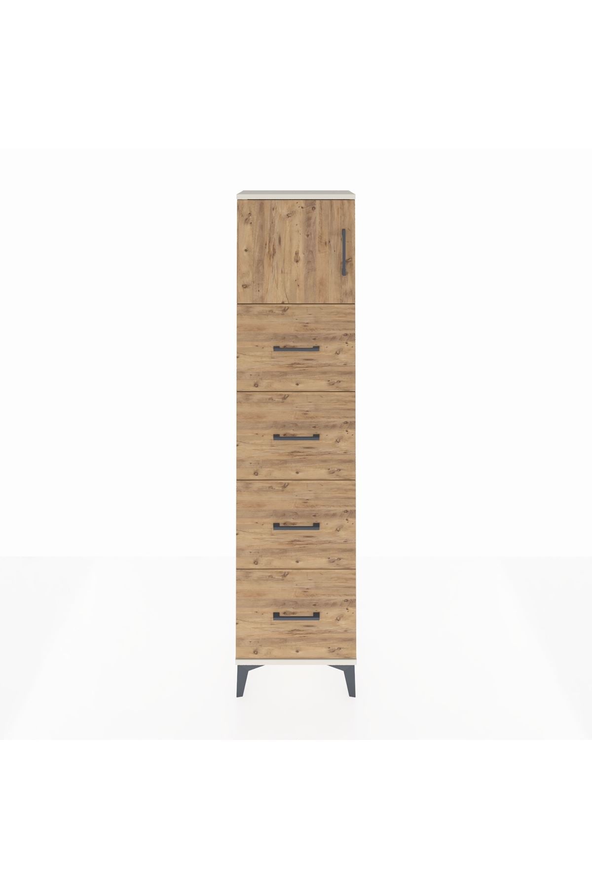 Arges Dolap Tek Raflı 4 Çekmeceli Tek Kapaklı 44x30x182 - S22M025V3A