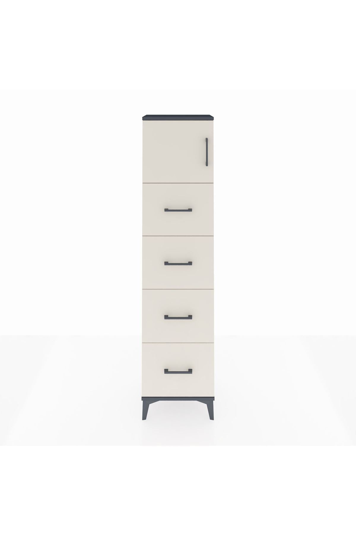 Arges Dolap Tek Raflı 4 Çekmeceli Tek Kapaklı 44x30x182 - S22M025V4A