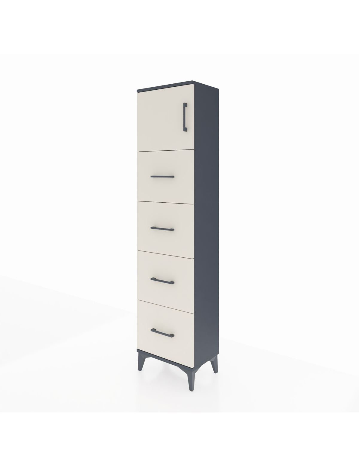 Arges Dolap Tek Raflı 4 Çekmeceli Tek Kapaklı 44x30x182 - S22M025V4A