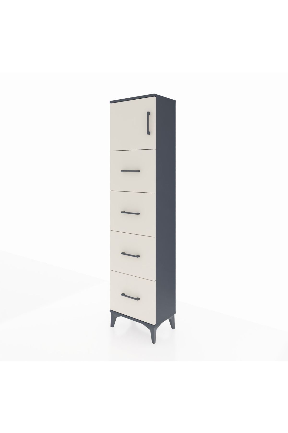 Arges Dolap Tek Raflı 4 Çekmeceli Tek Kapaklı 44x30x182 - S22M025V4A