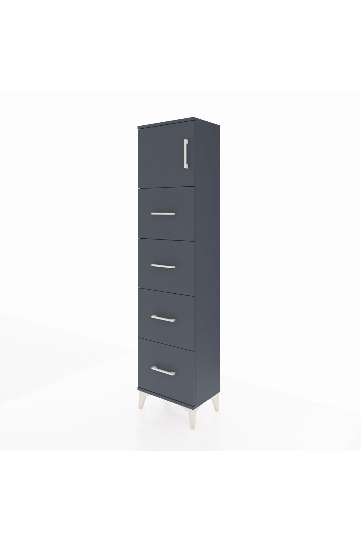 Arges Dolap Tek Raflı 4 Çekmeceli Tek Kapaklı 44x30x182 - S22M025V5A