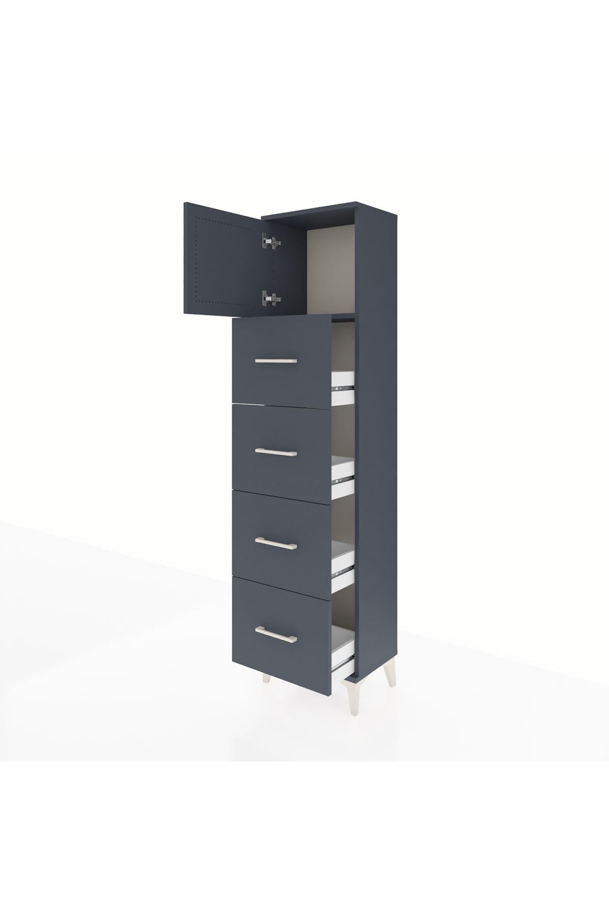 Arges Dolap Tek Raflı 4 Çekmeceli Tek Kapaklı 44x30x182 - S22M025V5A