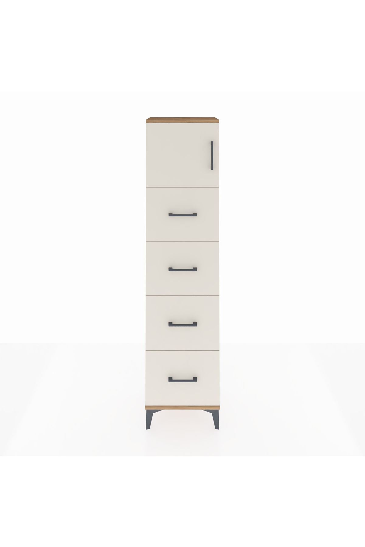 Arges Dolap Tek Raflı 4 Çekmeceli Tek Kapaklı 44x30x182 - S22M025V7A
