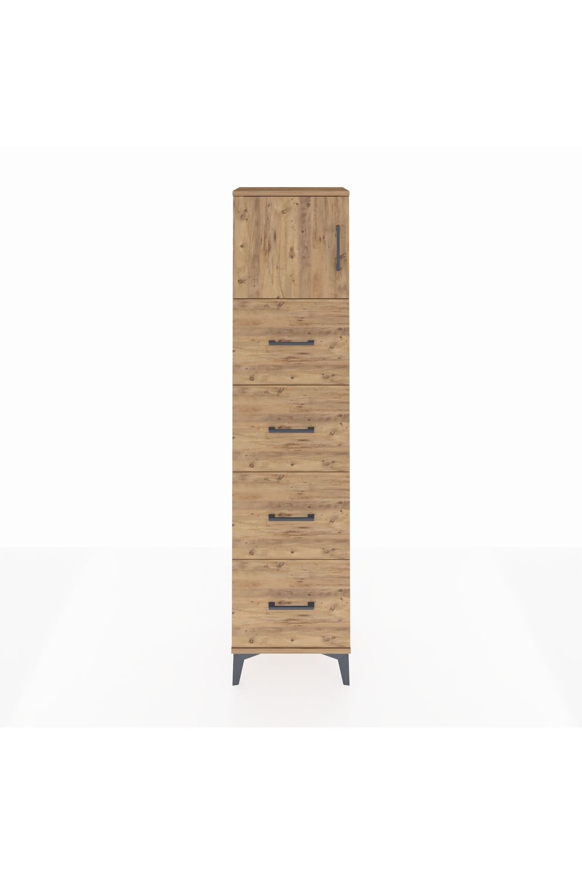 Arges Dolap Tek Raflı 4 Çekmeceli Tek Kapaklı 44x30x182 - S22M025V9A