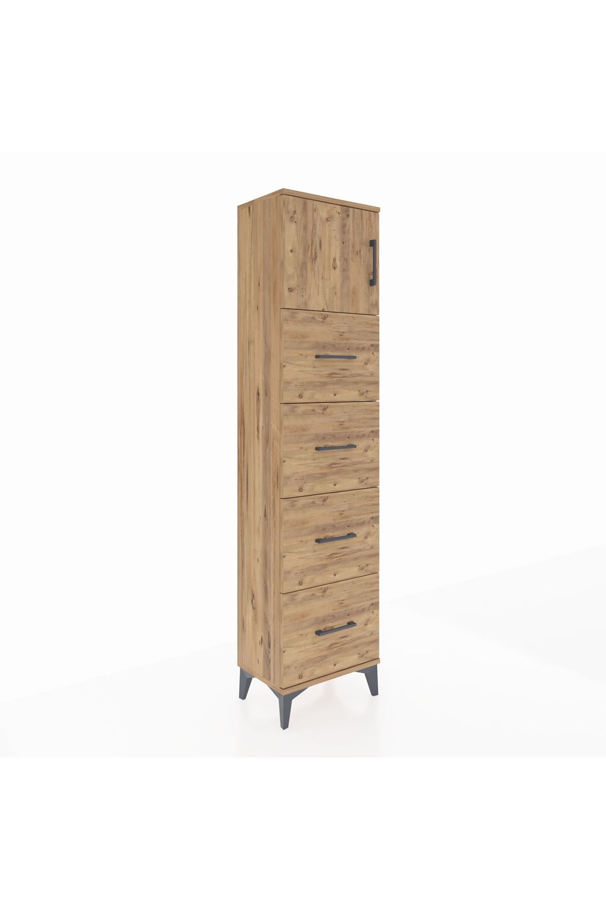 Arges Dolap Tek Raflı 4 Çekmeceli Tek Kapaklı 44x30x182 - S22M025V9A