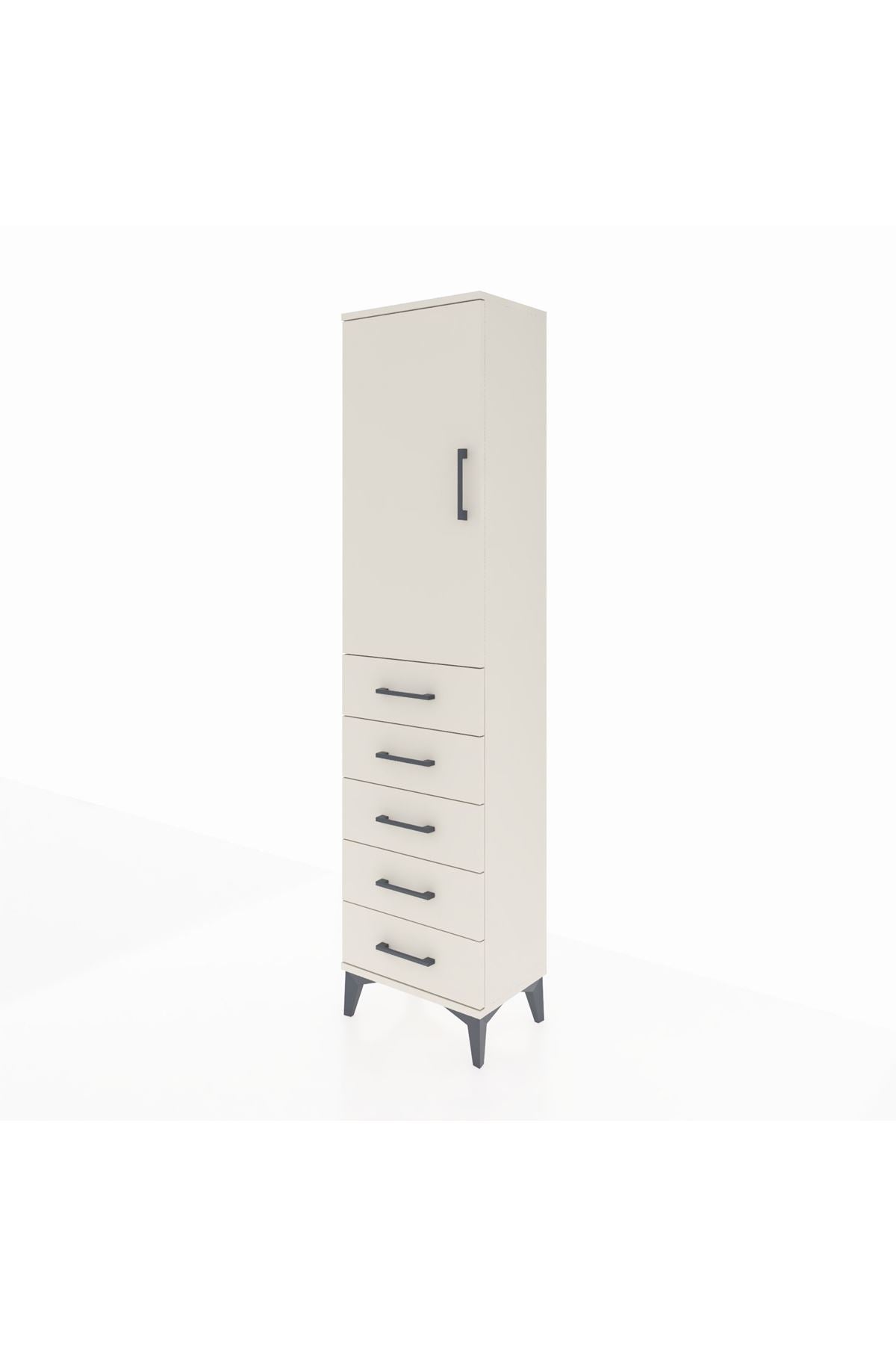 Arges Dolap Tek Raflı 5 Çekmeceli Tek Askılı 44x30x182 - S22M026V1A