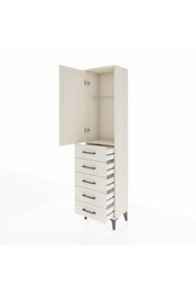 Arges Dolap Tek Raflı 5 Çekmeceli Tek Askılı 44x30x182 - S22M026V1A