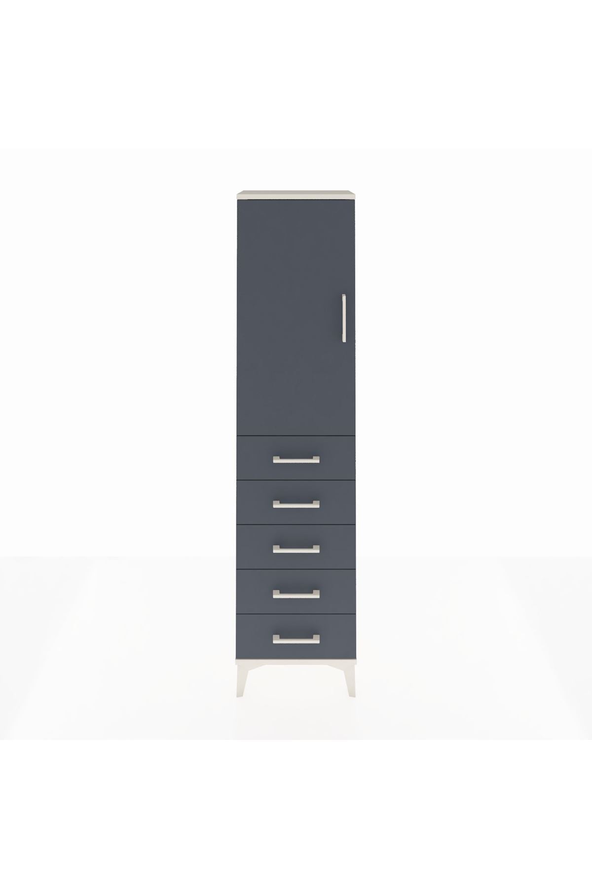 Arges Dolap Tek Raflı 5 Çekmeceli Tek Askılı 44x30x182 - S22M026V2A