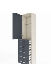 Arges Dolap Tek Raflı 5 Çekmeceli Tek Askılı 44x30x182 - S22M026V2A