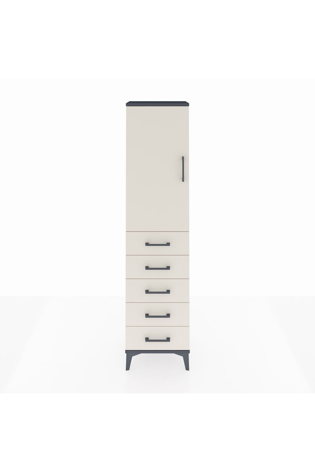 Arges Dolap Tek Raflı 5 Çekmeceli Tek Askılı 44x30x182 - S22M026V4A