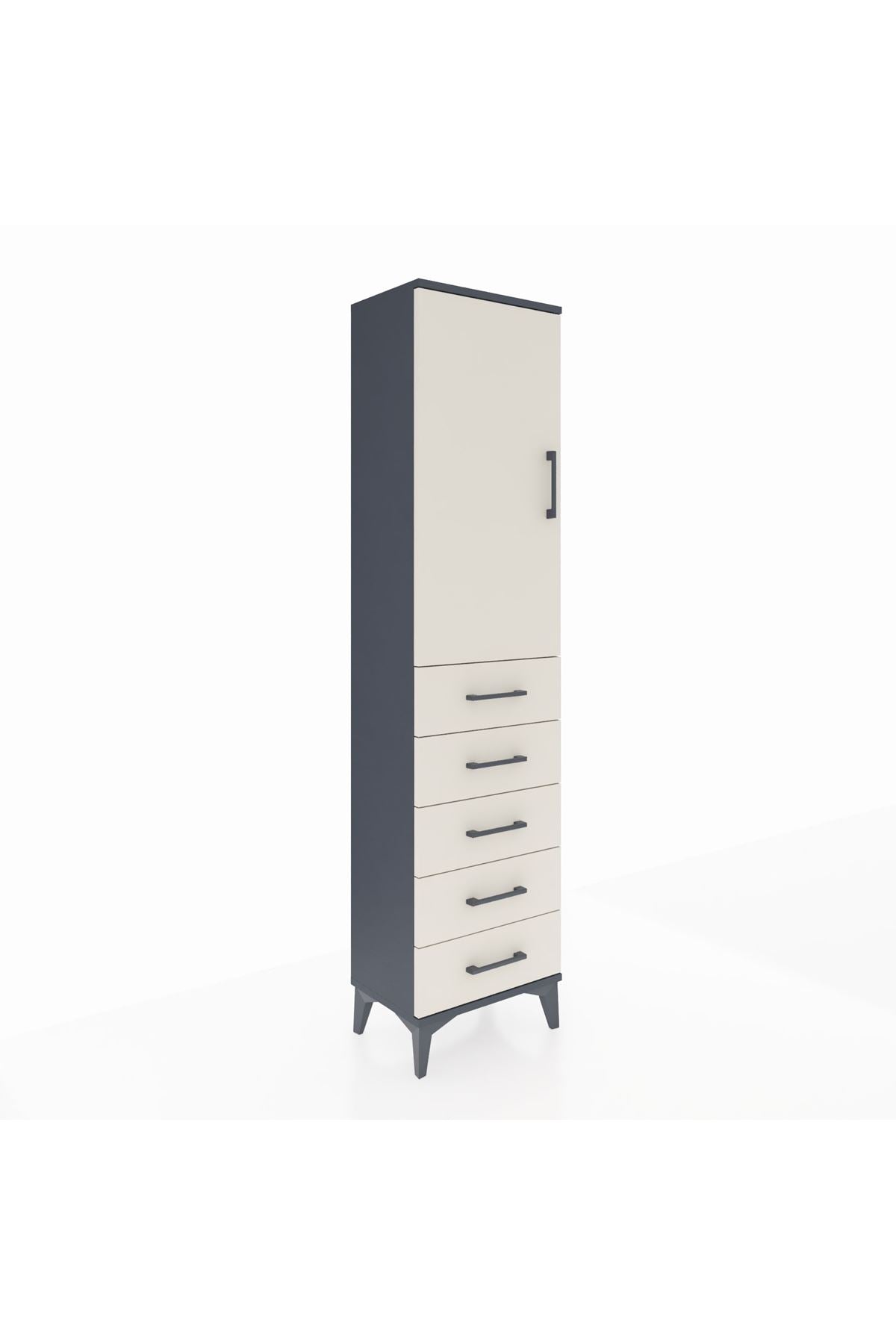 Arges Dolap Tek Raflı 5 Çekmeceli Tek Askılı 44x30x182 - S22M026V4A