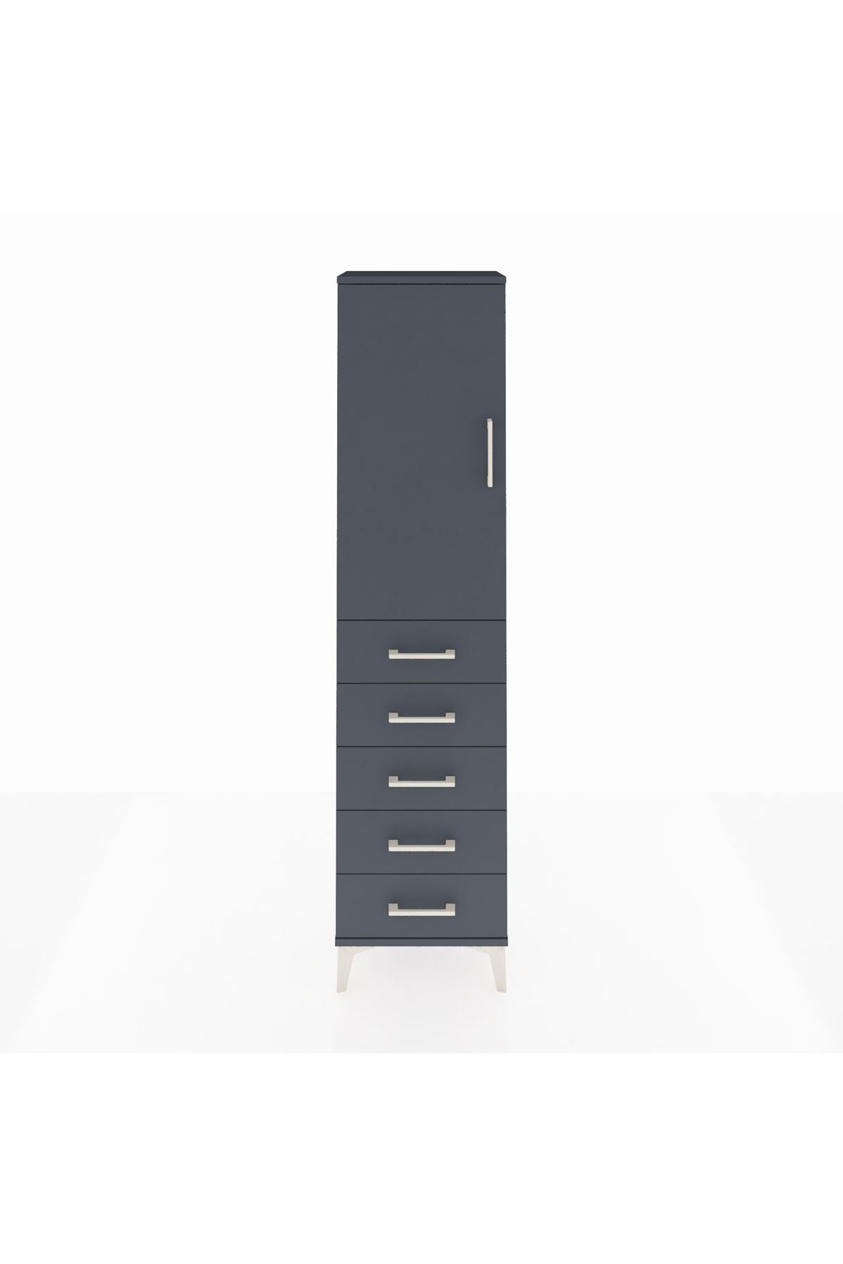 Arges Dolap Tek Raflı 5 Çekmeceli Tek Askılı 44x30x182 - S22M026V5A