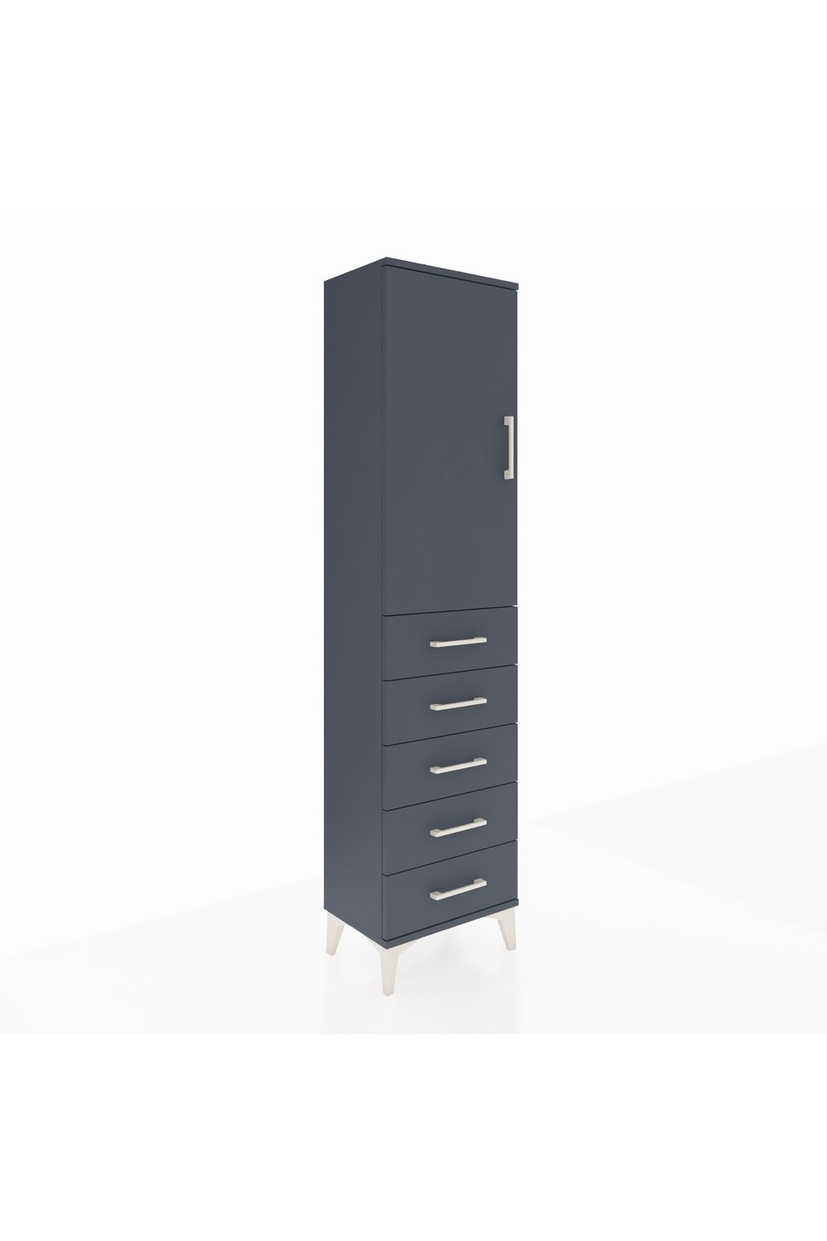 Arges Dolap Tek Raflı 5 Çekmeceli Tek Askılı 44x30x182 - S22M026V5A