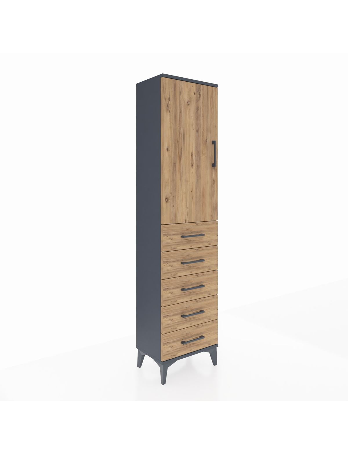 Arges Dolap Tek Raflı 5 Çekmeceli Tek Askılı 44x30x182 - S22M026V6A
