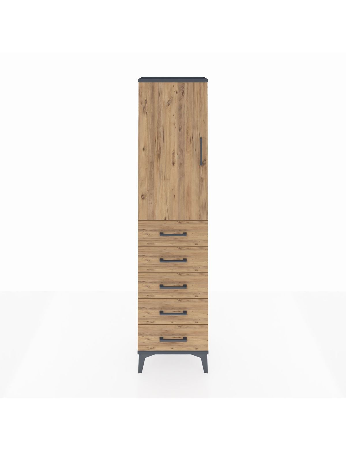 Arges Dolap Tek Raflı 5 Çekmeceli Tek Askılı 44x30x182 - S22M026V6A