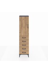 Arges Dolap Tek Raflı 5 Çekmeceli Tek Askılı 44x30x182