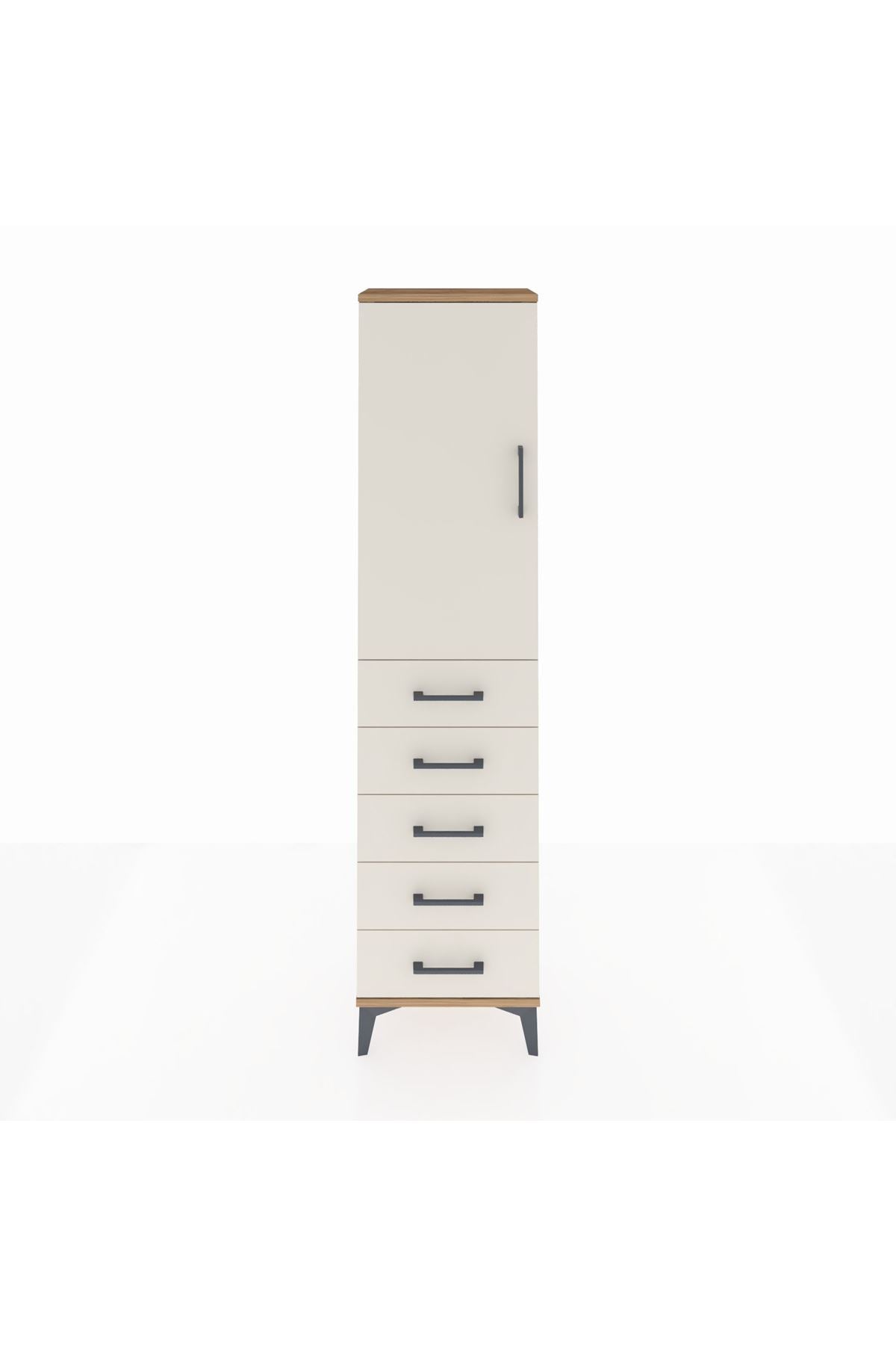 Arges Dolap Tek Raflı 5 Çekmeceli Tek Askılı 44x30x182 - S22M026V7A