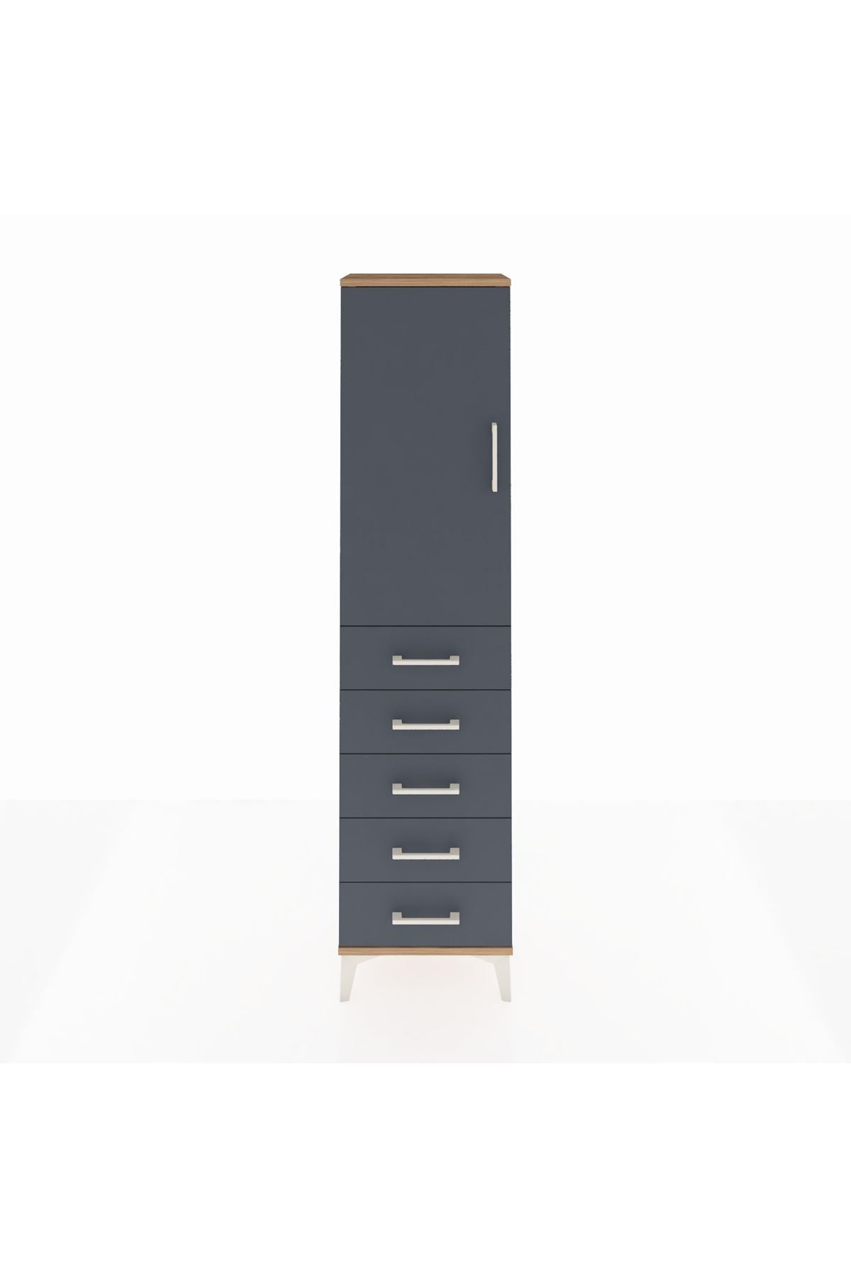 Arges Dolap Tek Raflı 5 Çekmeceli Tek Askılı 44x30x182 - S22M026V8A