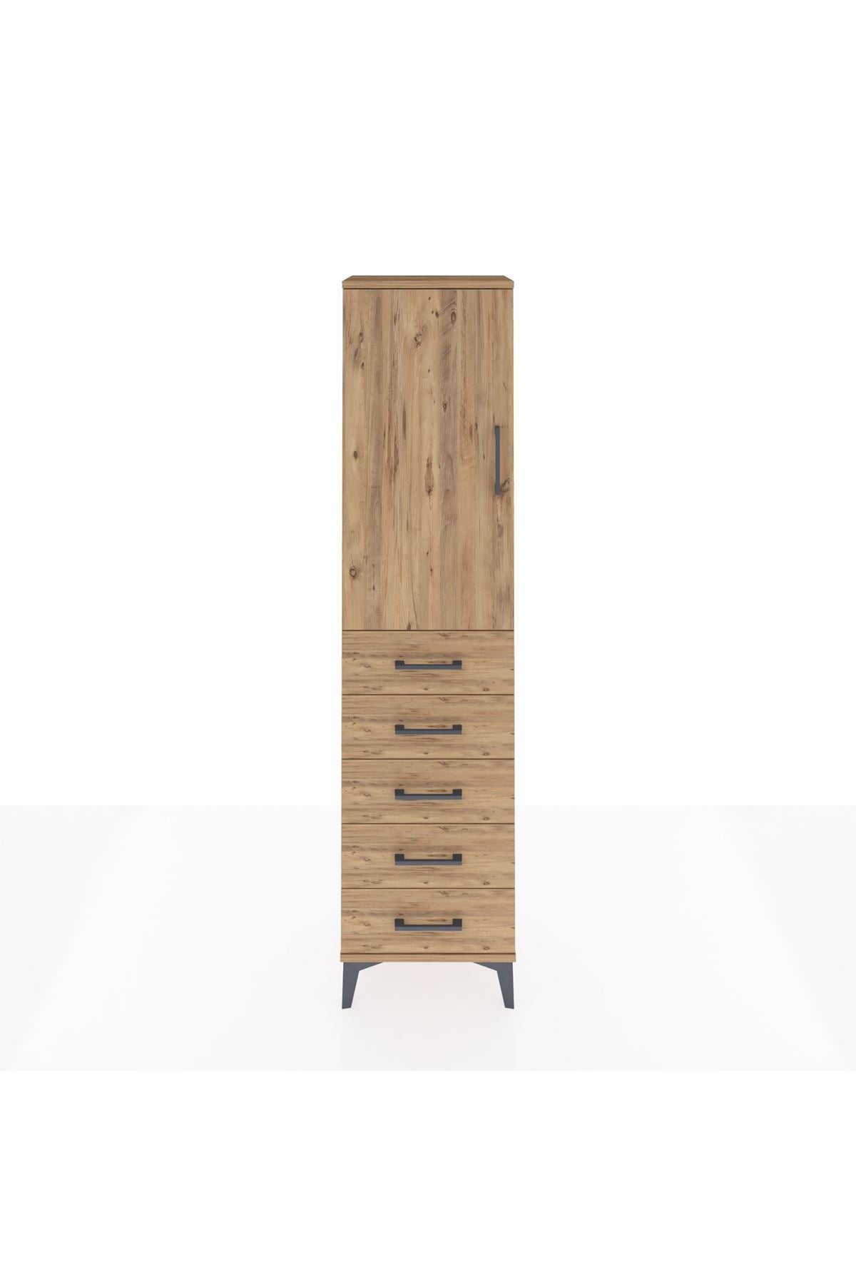 Arges Dolap Tek Raflı 5 Çekmeceli Tek Askılı 44x30x182 - S22M026V9A