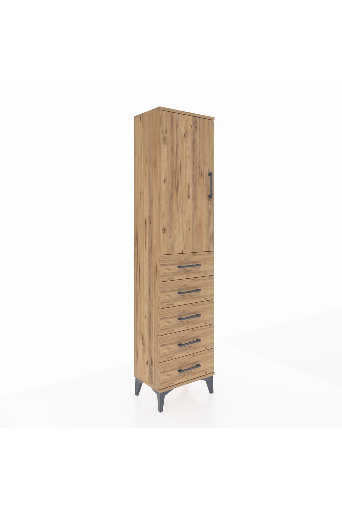 Arges Dolap Tek Raflı 5 Çekmeceli Tek Askılı 44x30x182 - S22M026V9A