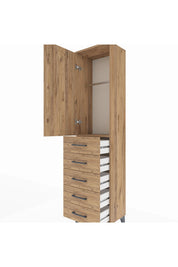 Arges Dolap Tek Raflı 5 Çekmeceli Tek Askılı 44x30x182 - S22M026V9A