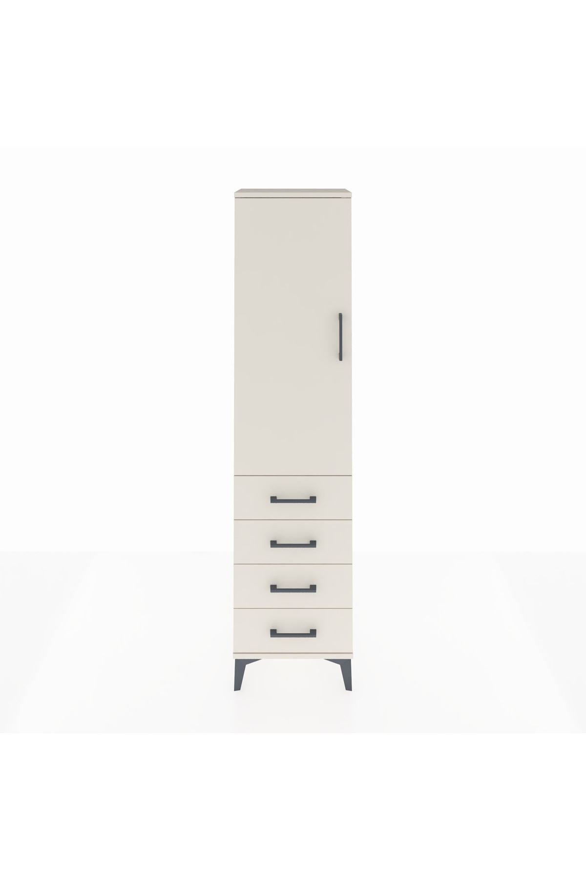 Arges Dolap Tek Raflı 4 Çekmeceli Tek Askılı 44x30x182 - S22M027V1A