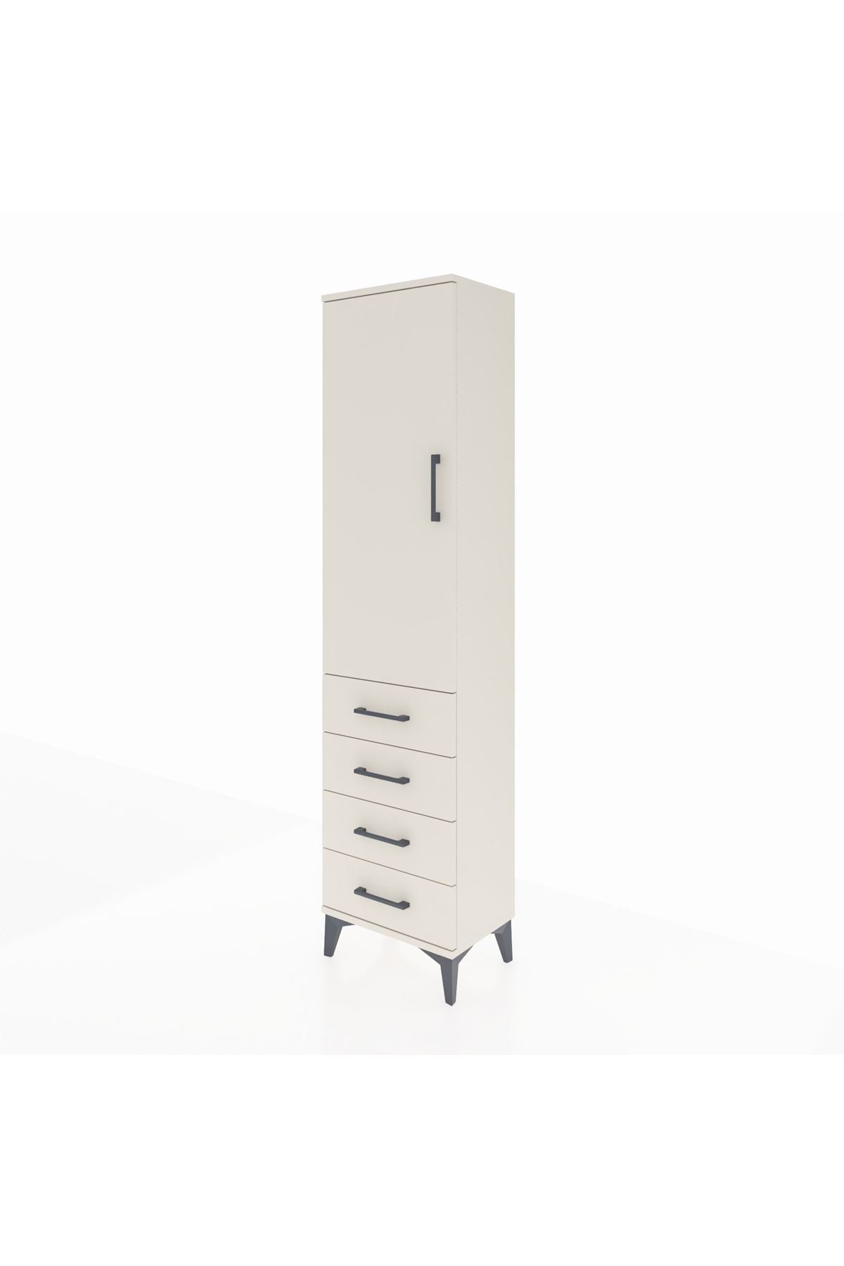 Arges Dolap Tek Raflı 4 Çekmeceli Tek Askılı 44x30x182 - S22M027V1A