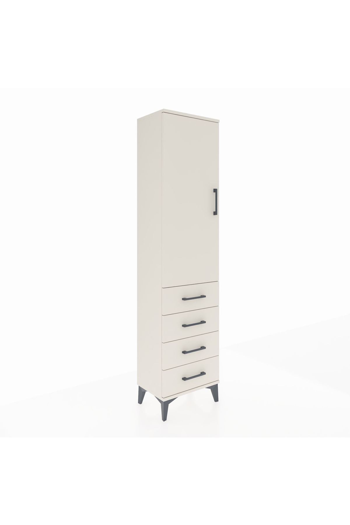 Arges Dolap Tek Raflı 4 Çekmeceli Tek Askılı 44x30x182 - S22M027V1A