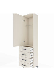 Arges Dolap Tek Raflı 4 Çekmeceli Tek Askılı 44x30x182 - S22M027V1A